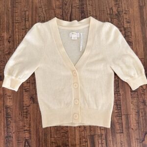 Maeve Women's Cashmere Cardigan Sweater Soft Yellow Anthropologie V-Neck Sz XS